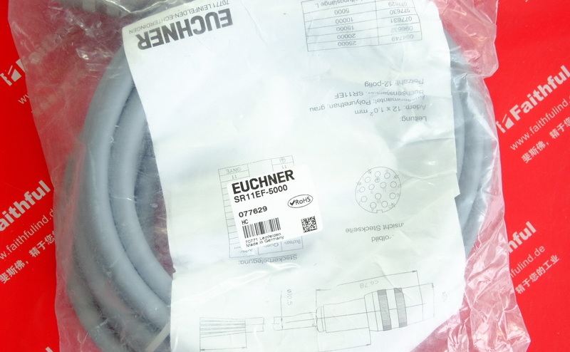 Euchner 077629 EUCHNER wiring cable C- M26F12-12X1 with SR11 round connector, 00PU05,0-MA-077629 5 m