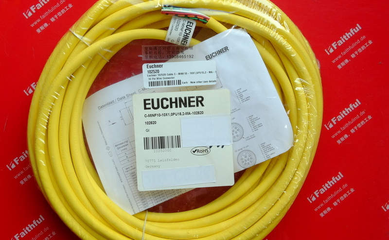Euchner 102520 EUCHNER wiring cable C- MINF10-10X1 with 10-pin MR10 round plug, 0PU15,2-MA-102520 15.2m