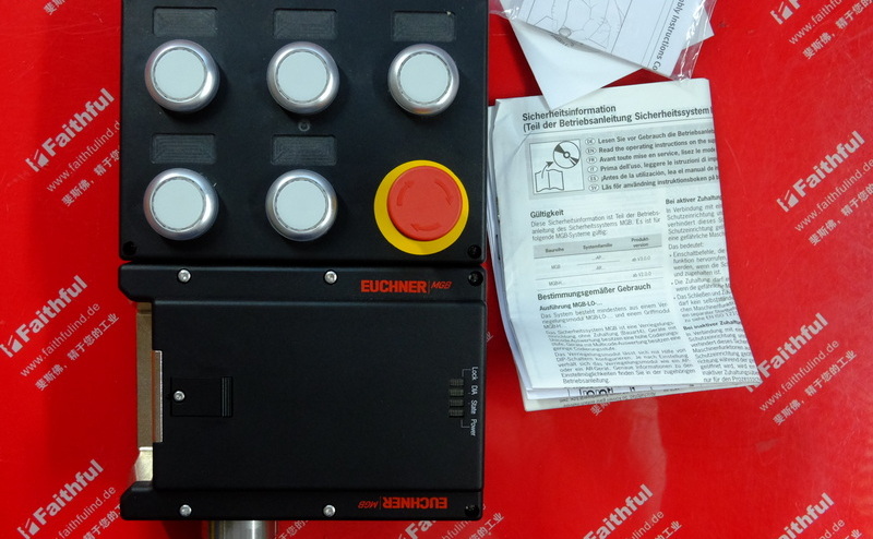 Euchner 156859 EUCHNERMGB-L1-ARA series locking module MGB-L1C-ARA-L-156859, spring force locking, equipped with 5 buttons, emergency stop switch, including label carrier, RC26 plug