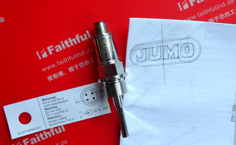 Jumo 00508279 JUMO Screw-in Thermal Resistance Temperature Sensor Dtrans T100 902815-370-1013-2-6-50-104-24/000