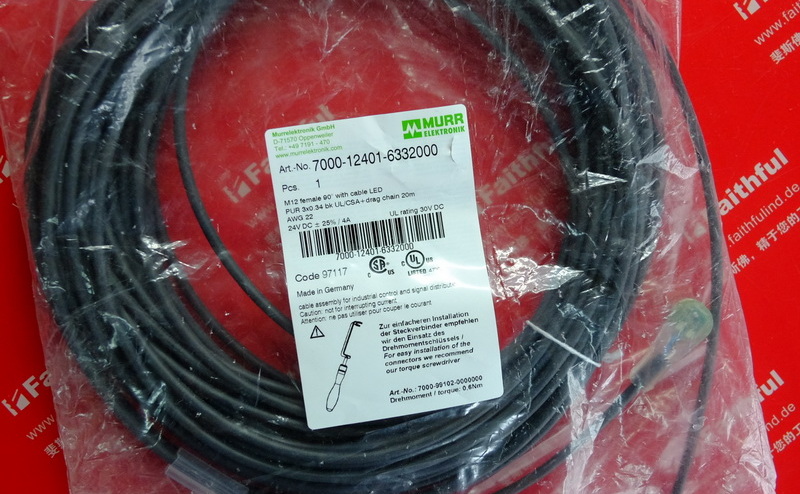 Murr-Elektronik 7000-12401-6332000 MURR Connection Line M12 3-Core 20 m LED