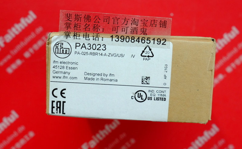IFM PA3023 IFM new pressure transmitter with ceramic measuring unit PA-025-RBR14-A-ZVG/US/ /V