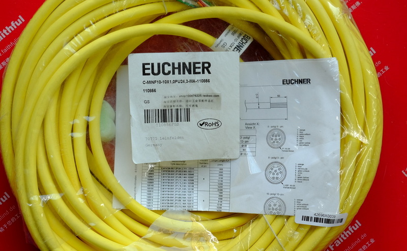 Euchner C- MINF10-10X1,0PU24,3-MA-110856 EUCHNER wiring cable with 10-pin MR10 round plug, 24.3 m